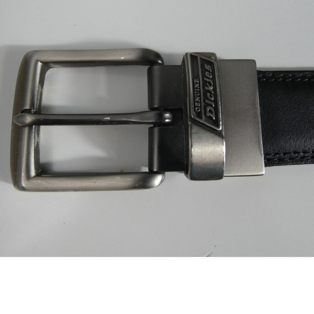 Dickies Men's Black Leather Belt 32/80 Gunmetal Casual Business